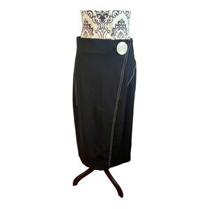 ZARA Wrap midi skirt with pearl button